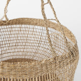 Mercana Nova 15.0L x 15.0W x 9.4H (Set of 2) Light Brown Seagrass Woven Round Basket W/ Long Handle  69592