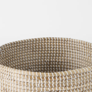 Mercana Maddie Elegant Handwoven Seagrass Baskets for Stylish Storage, Coastal Decor, and Organizing Essentials Brown Seagrass | White Bottom | Set of 3 69594