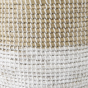 Mercana Maddie Elegant Handwoven Seagrass Baskets for Stylish Storage, Coastal Decor, and Organizing Essentials Brown Seagrass | White Bottom | Set of 3 69594
