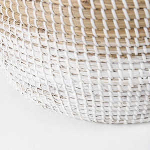 Mercana Maddie Elegant Handwoven Seagrass Baskets for Stylish Storage, Coastal Decor, and Organizing Essentials Brown Seagrass | White Bottom | Set of 3 69594