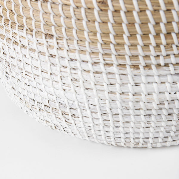 Mercana Maddie Elegant Handwoven Seagrass Baskets for Stylish Storage, Coastal Decor, and Organizing Essentials Brown Seagrass | White Bottom | Set of 3 69594