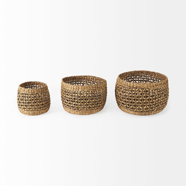 Mercana Dakota Handwoven Round Baskets for Stylish Storage and Decor – Perfect for Coastal and Rustic Homes 69597