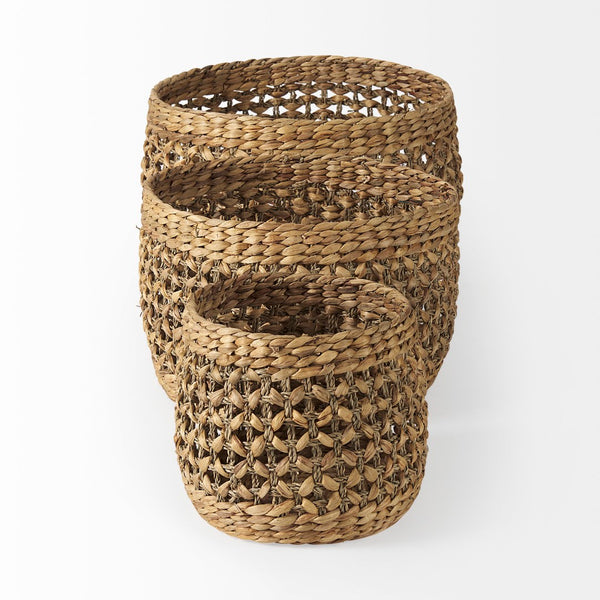 Mercana Dakota Handwoven Round Baskets for Stylish Storage and Decor – Perfect for Coastal and Rustic Homes 69597