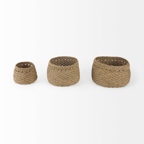 Mercana Jarek Handwoven Seagrass Baskets – Coastal Chic Storage Solution for Home, Entryway, or Patio 69598