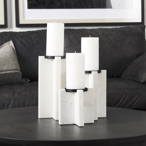 Mercana Sophia Medium Marble Candle Holder - Elegant Accent for Centerpieces and Home Décor Display White Marble | 8H 69218