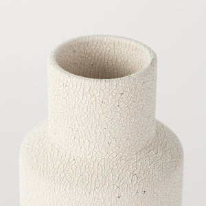 Mercana Salar Crackled Ceramic Vase - Artisanal Two-Toned Design for Modern & Coastal Home Décor Elegance Cream Ceramic | 11H 69475