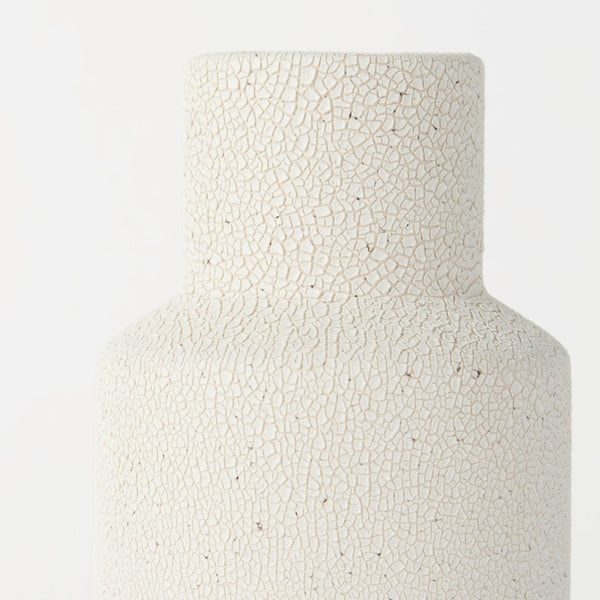 Mercana Salar Crackled Ceramic Vase - Artisanal Two-Toned Design for Modern & Coastal Home Décor Elegance Cream Ceramic | 11H 69475