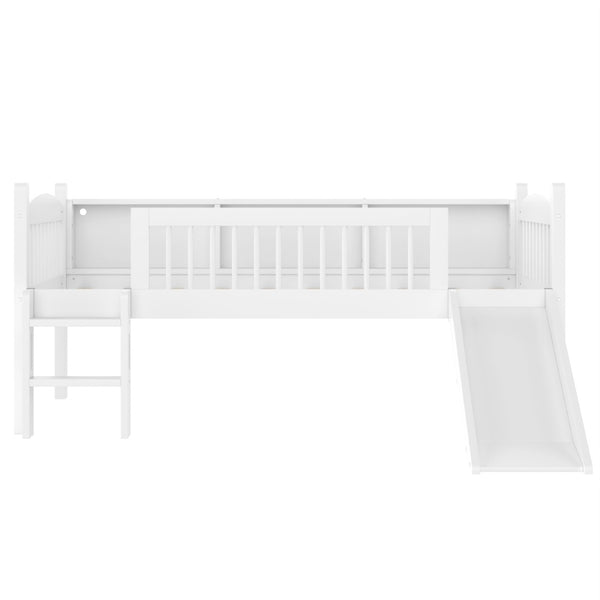 English Elm Twin Xl Solid Pine Loft Bed with Built-in Led Lighting and Storage Shelves Light White W1580S00364
