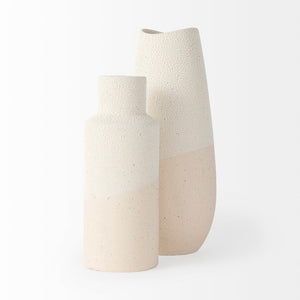 Mercana Salar Crackled Ceramic Vase - Artisanal Two-Toned Design for Modern & Coastal Home Décor Elegance Cream Ceramic | 11H 69475