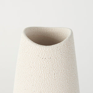 Mercana Salar Crackled Ceramic Vase - Artisanal Two-Toned Design for Modern & Coastal Home Décor Elegance Cream Ceramic | 14H 69476