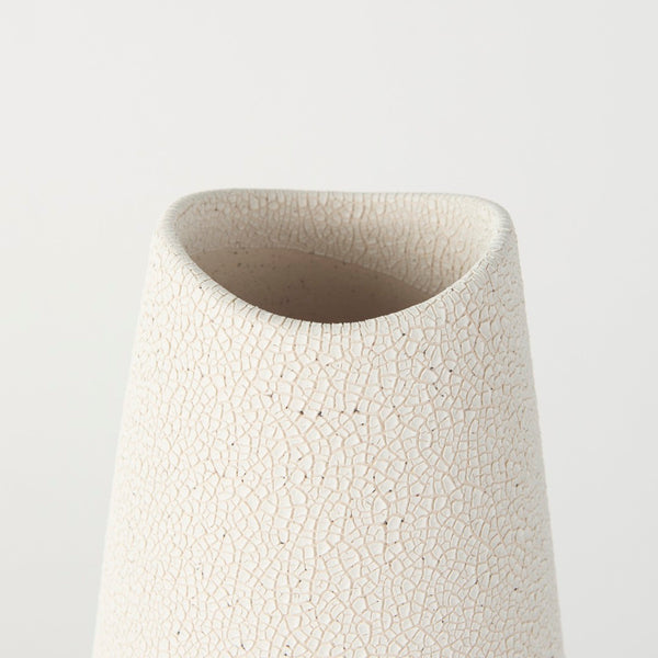 Mercana Salar Crackled Ceramic Vase - Artisanal Two-Toned Design for Modern & Coastal Home Décor Elegance Cream Ceramic | 14H 69476