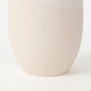 Mercana Salar Crackled Ceramic Vase - Artisanal Two-Toned Design for Modern & Coastal Home Décor Elegance Cream Ceramic | 14H 69476