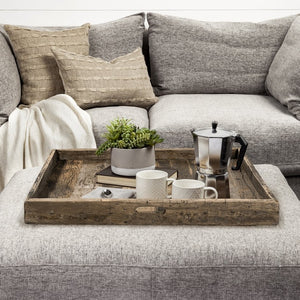 Mercana Carson Rustic Elegance 24" Reclaimed Wood Tray for Stylish Serving and Home Organization Decor Brown Reclaimed Wood | 30W 68862