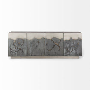 Mercana Roxdale Industrial Iron Sideboard with Unique Handcrafted Finish for Modern Living Spaces, 82” Long 69260