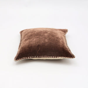 English Elm Stonewashed Cotton Velvet Throw Pillow - Hand-Stitched Edges, Luxurious 19" Square Accent Pillow B346P321252-GIGA