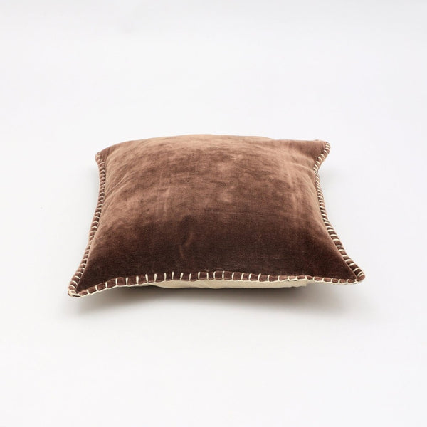 English Elm Stonewashed Cotton Velvet Throw Pillow - Hand-Stitched Edges, Luxurious 19" Square Accent Pillow B346P321252-GIGA