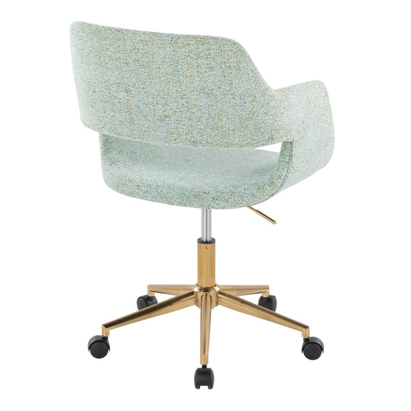 English Elm Margarite Contemporary Task Chair - Chic Light Green Fabric & Gold Metal Base For Home Office Style B202P223905