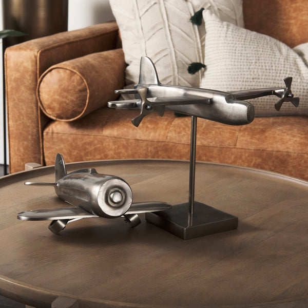 Mercana Maverick II Sleek Metal Fighter Plane Sculpture for Modern Decor, Perfect Accent for Any Space 68955