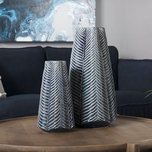 Mercana Bashir I Glossy Dark Navy Ceramic Vase – Contemporary Elegance for Modern Home Décor Accents Navy Ceramic | 16H 68616