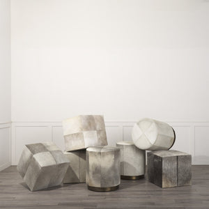 Mercana Zahavi I Handcrafted Cowhide Ottoman - Versatile Cube Accent for Modern, Boho, or Luxe Interiors Grey Hair-On-Hide 69055
