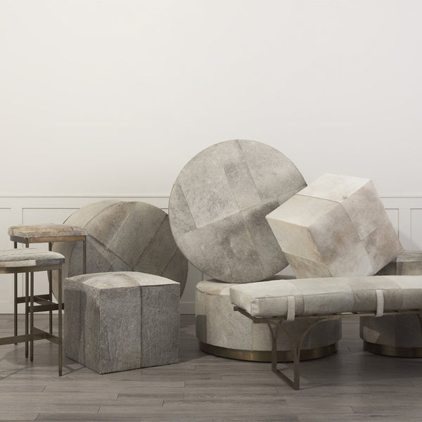 Mercana Millie Elegant Hair-On-Hide Seat Counter Stool with Stylish Gold Frame for Modern Farmhouse Charm Gray Hair-On-Hide | Gold Metal | Bar 69385