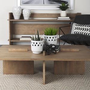Mercana Aida Coffee Table - Solid Indian Mango Wood with Unique Architectural Legs for Modern Living Spaces 69186