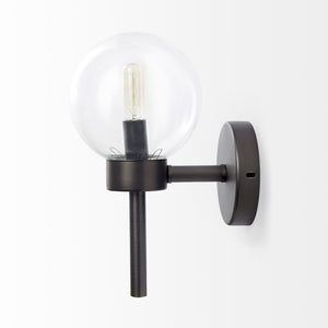 Mercana Boltern Elegant Matte Black Wall Sconce with Clear Shade for Modern and Industrial Home Décor 65360