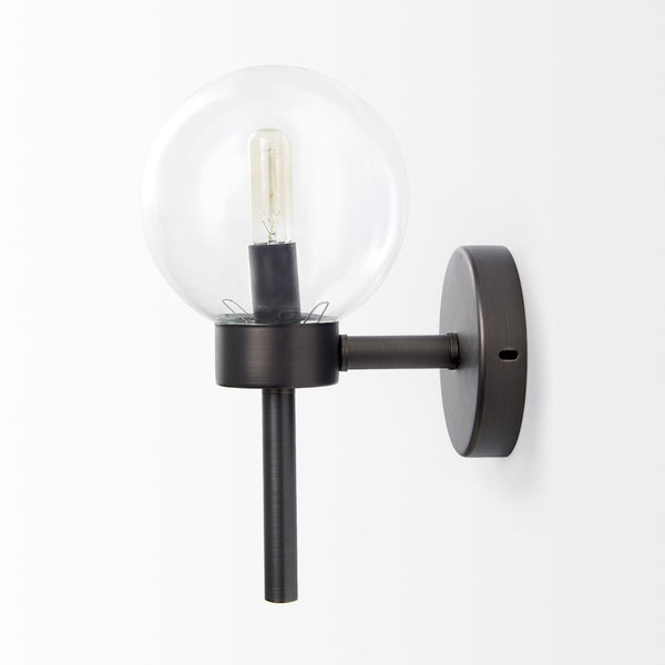 Mercana Boltern Elegant Matte Black Wall Sconce with Clear Shade for Modern and Industrial Home Décor 65360
