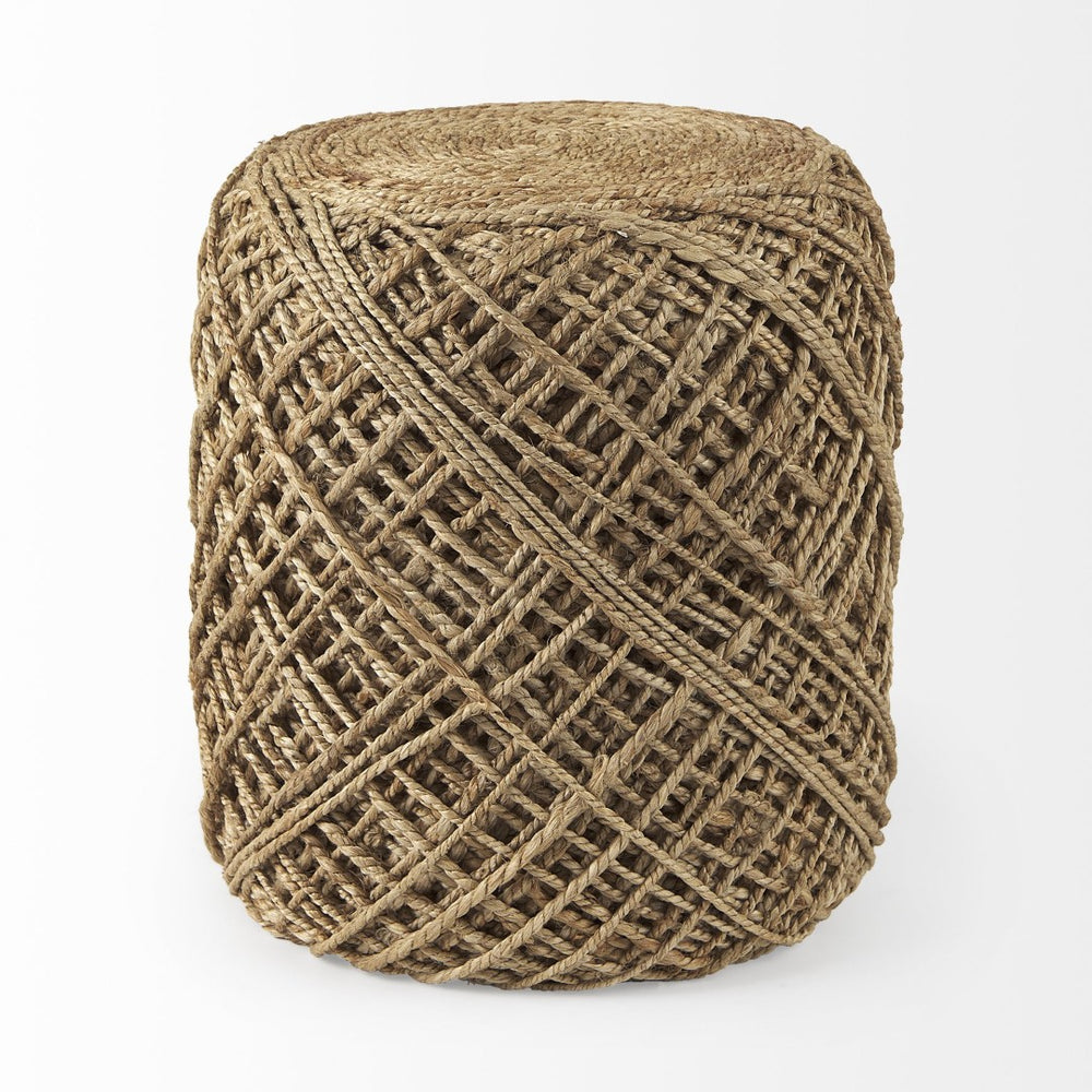 Mercana Allium Handwoven Wool Pouf - Stylish Cylindrical Accent for Modern Homes, Durable & Versatile Design 69446