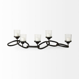 Mercana Quito Industrial-Style Five Candle Holder – Stunning Chain-Link Design for Chic Tabletop Decor 53337