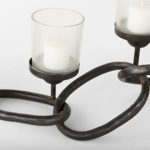 Mercana Quito Industrial-Style Five Candle Holder – Stunning Chain-Link Design for Chic Tabletop Decor 53337