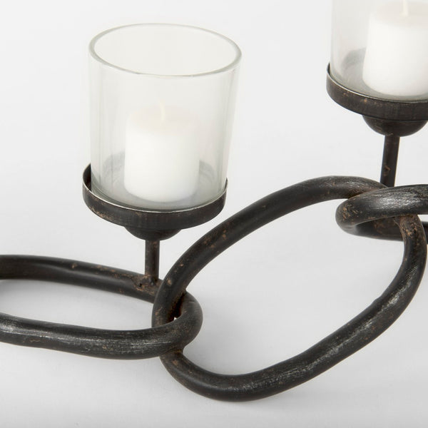 Mercana Quito Industrial-Style Five Candle Holder – Stunning Chain-Link Design for Chic Tabletop Decor 53337