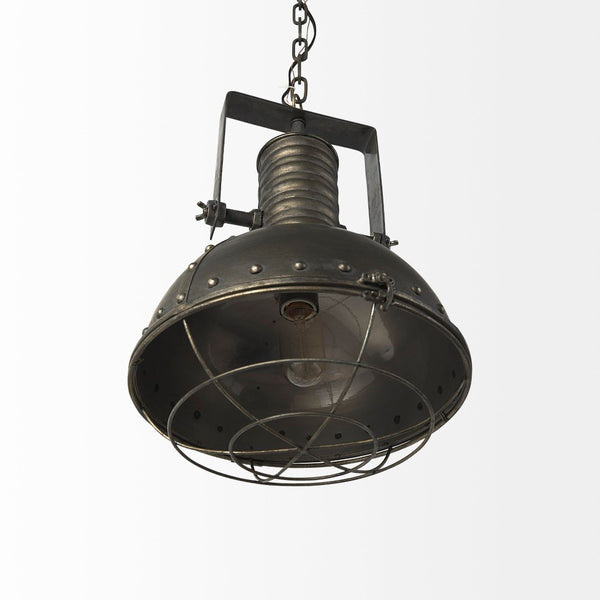 Mercana Zaio Striking Weathered Antique Pendant Light with Caged Design for Modern Farmhouse Style Decor 65130