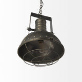 Mercana Zaio 12.5Lx 12.5W x 18.5H Weathered Antique Gold Metal Caged Bulb Pendant Light  65130