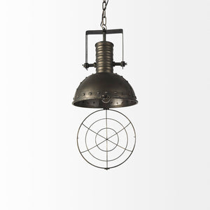 Mercana Zaio Striking Weathered Antique Pendant Light with Caged Design for Modern Farmhouse Style Decor 65130