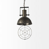 Mercana Zaio 12.5Lx 12.5W x 18.5H Weathered Antique Gold Metal Caged Bulb Pendant Light  65130