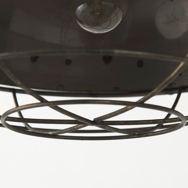 Mercana Zaio Striking Weathered Antique Pendant Light with Caged Design for Modern Farmhouse Style Decor 65130