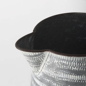 Mercana Serena Decorative Metal Jug - Rustic Charm with Textured Design for Home Styling and Accent Decor Gray/White Metal | 11H 68059