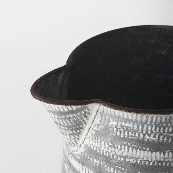 Mercana Serena Decorative Metal Jug - Rustic Charm with Textured Design for Home Styling and Accent Decor Gray/White Metal | 11H 68059