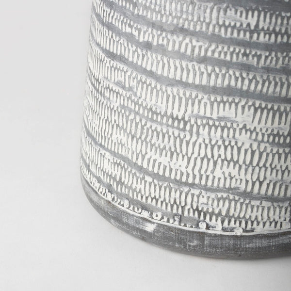 Mercana Serena Decorative Metal Jug - Rustic Charm with Textured Design for Home Styling and Accent Decor Gray/White Metal | 11H 68059