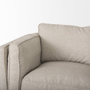 Mercana Brooks Three-Seater Sofa: Elegant Cream Upholstery with Sturdy Wood Legs for Cozy Living Spaces Cream Fabric | Brown Wood 69620