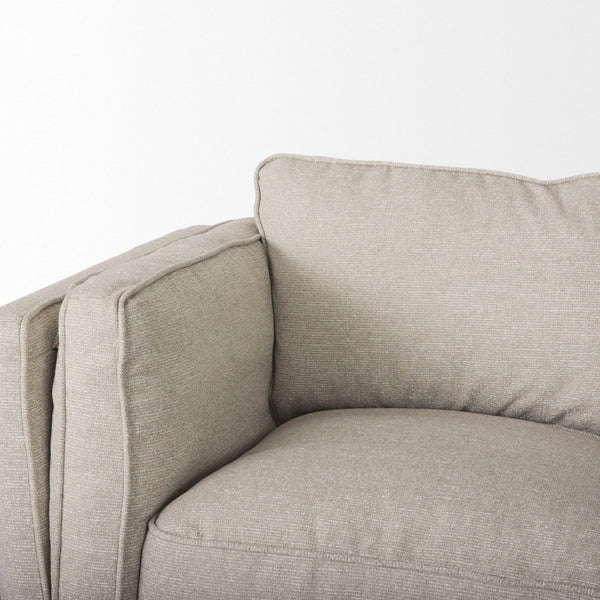 Mercana Brooks Three-Seater Sofa: Elegant Cream Upholstery with Sturdy Wood Legs for Cozy Living Spaces Cream Fabric | Brown Wood 69620