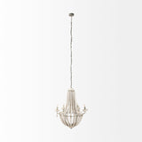 Mercana Phillum (29"x37") Silver Metal Chassis and White Wood Beaded Six Bulb Chandelier  65200