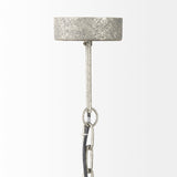 Mercana Phillum (29"x37") Silver Metal Chassis and White Wood Beaded Six Bulb Chandelier  65200