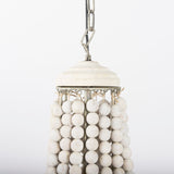 Mercana Phillum (29"x37") Silver Metal Chassis and White Wood Beaded Six Bulb Chandelier  65200