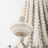 Mercana Phillum (29"x37") Silver Metal Chassis and White Wood Beaded Six Bulb Chandelier  65200