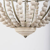 Mercana Phillum (29"x37") Silver Metal Chassis and White Wood Beaded Six Bulb Chandelier  65200