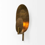 Mercana Clarence 7.0L x 5.3W x 17.0H Metal Hammered Gold Round Wall Sconce 68776