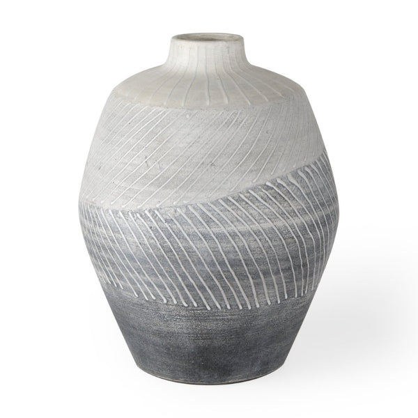 Mercana Blume Ceramic Vase – Elegant Off-White & Gray Textured Design for Contemporary Home Decor Ombre | Small 70073