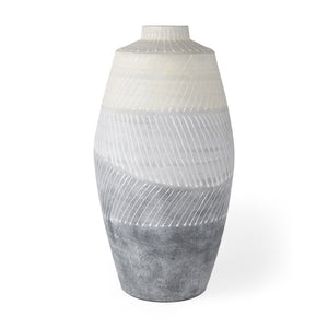 Mercana Blume Ceramic Vase – Elegant Off-White & Gray Textured Design for Contemporary Home Decor Ombre | Large 70074